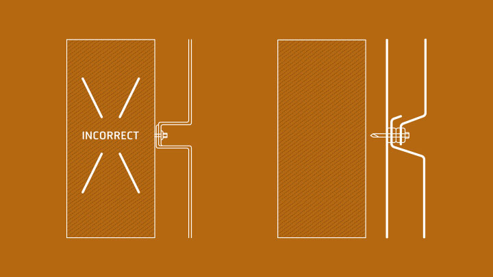 Best practice in the case of lap joints is to avoid direct contact between steel surfaces and leave a ventilation gap between steel sheets.