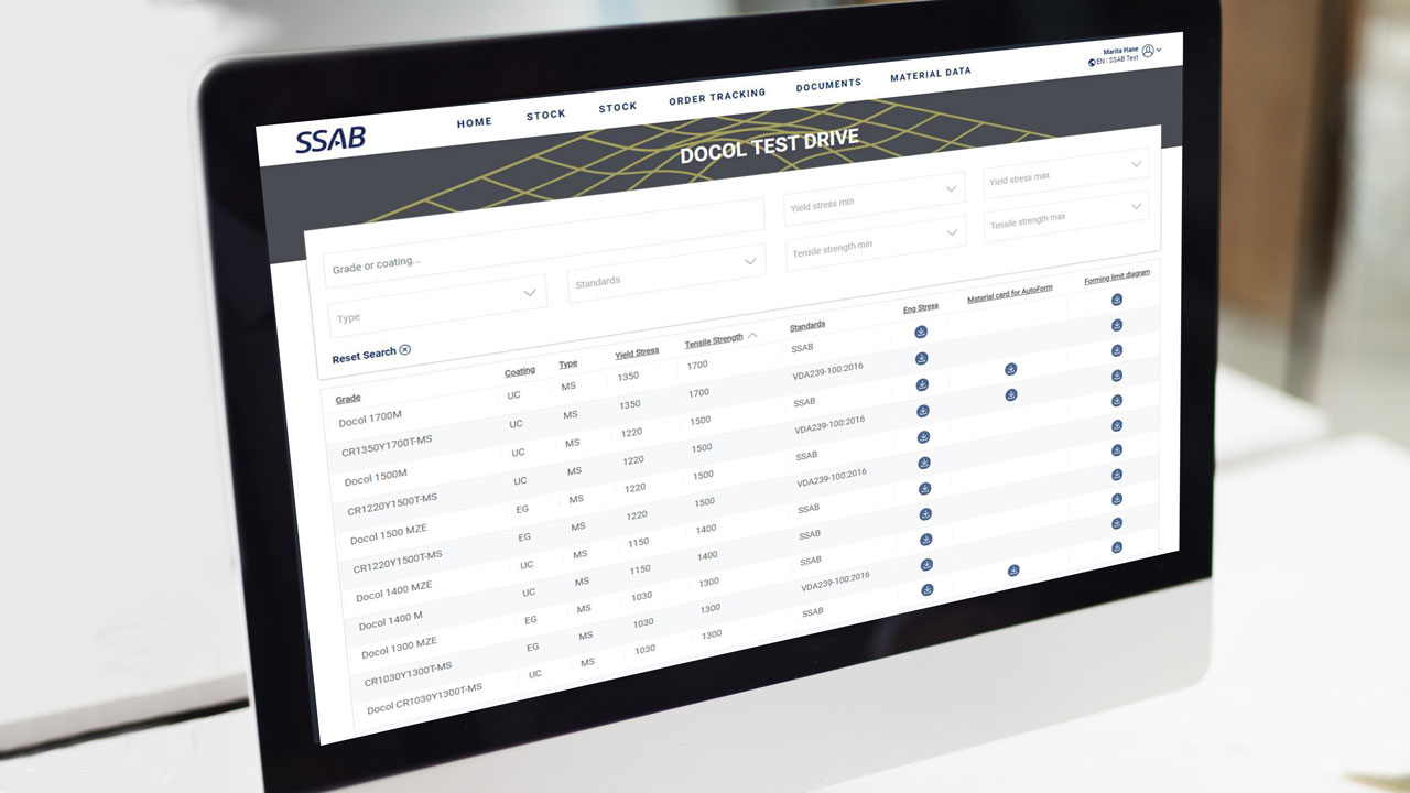 Forming data for Docol® AHSS steels