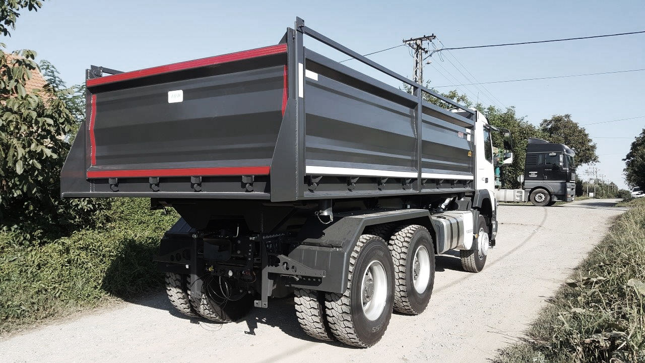 Profiled walls of a tipper truck.