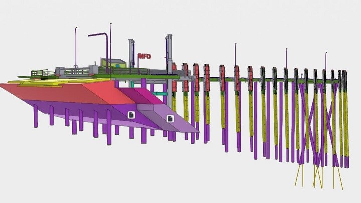 Pile installation, Norwegian fjords, electric ferries, terminal extension, steel pipe piles,drilled steel piles